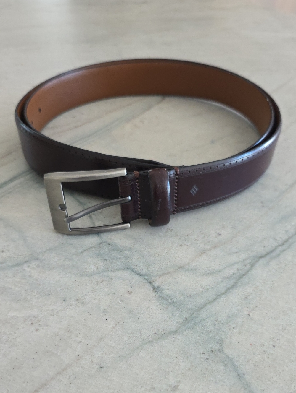 Joseph Abboud Dark Brown Leather Belt with Silver Buckle